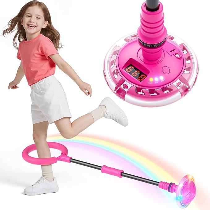 HopeRock Skip Ball Toy for Girls Ages 6-10,Girl Birthday Gifts,3 Fun Modes,Flashing Light-Up Wheel,LED Digital Counter,Rep...