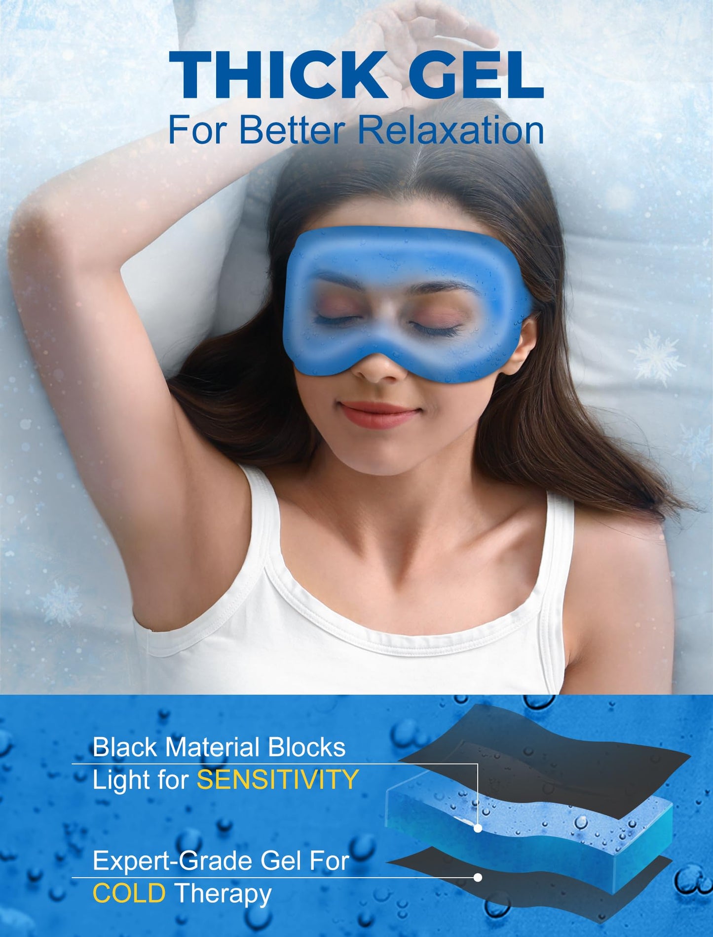 6oz Weighted Cooling Gel Sleep Mask for Senior Relaxation, 3D Blackout Eye Mask for Seniors Adults & Light Sleepers, Gentle Chill, Eyelash Friendly, Adjustable Strap, Travel Bag (Purple)