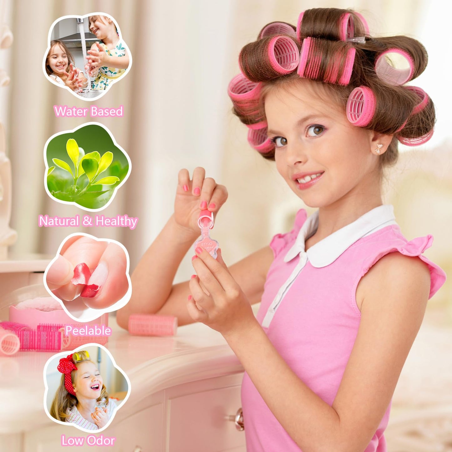 ETYJO Kids Nail Polish - Non-Toxic Nail Polishs Set, Quick Dry Water Based Nail Polish for Kids, Peelable Nail Polishs for Toddl