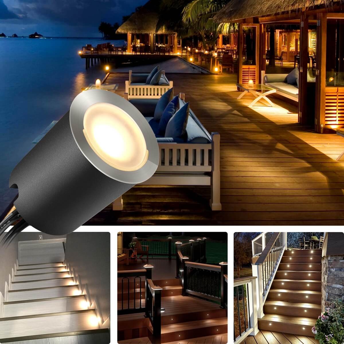 Smy Lighting Recessed Led Deck Light Kits, 16Pack, Warm White, Ip67 Waterproof, Low Voltage For Outdoor Use, Model 43397-46160