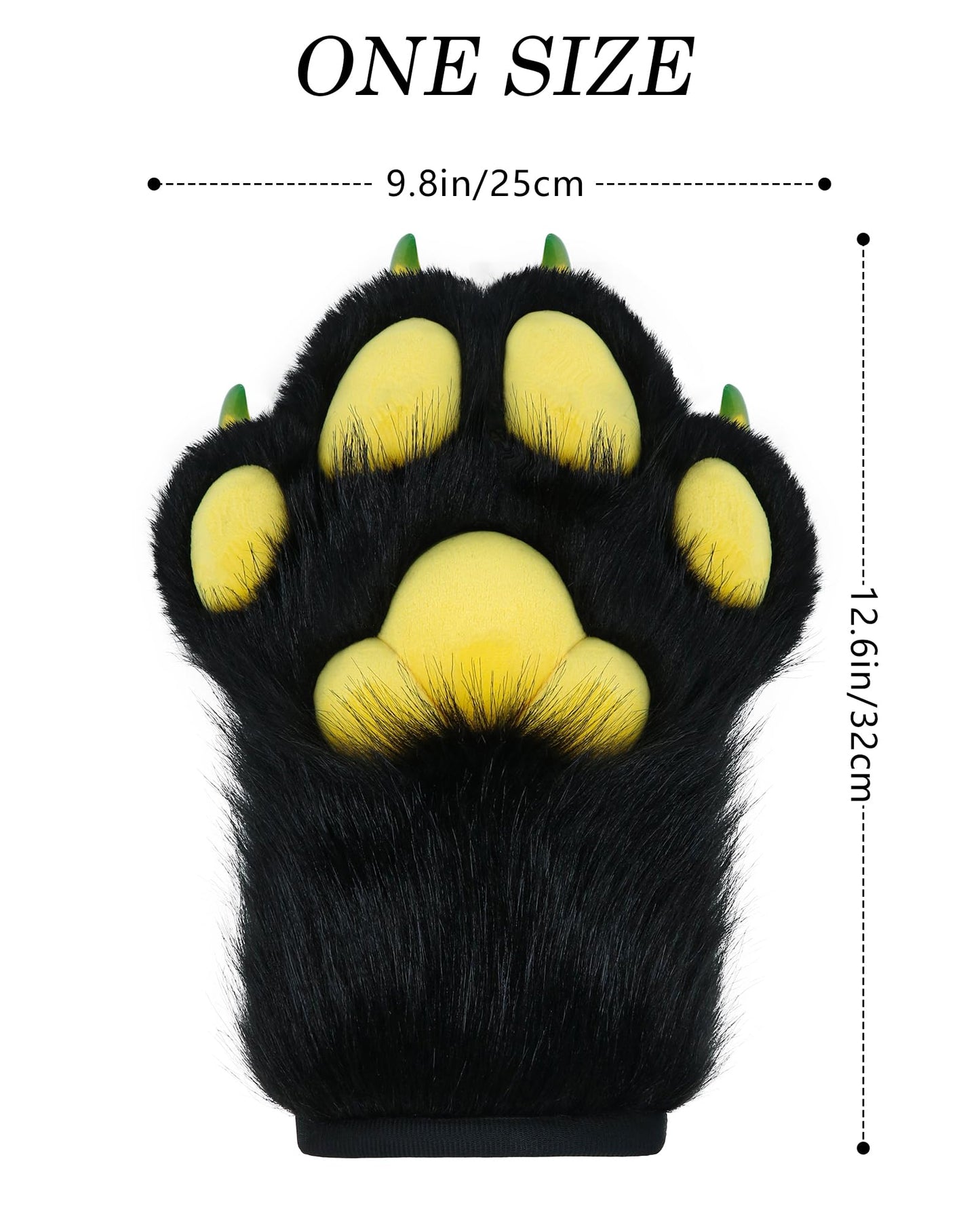 BNLIDES Cosplay Fursuit Paw Gloves Furry Claw Gloves Built-in Whistle Decompression Toys Costume Party Accessories for Adult (Black-Yellow)