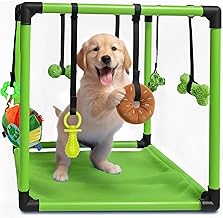 Race&Herd Puppy Play Gym, Dog Play Mat, 8 Bungee Straps Interactive Puppy Active Toys - Small Dog Jungle Gym 19.5" Frame w...