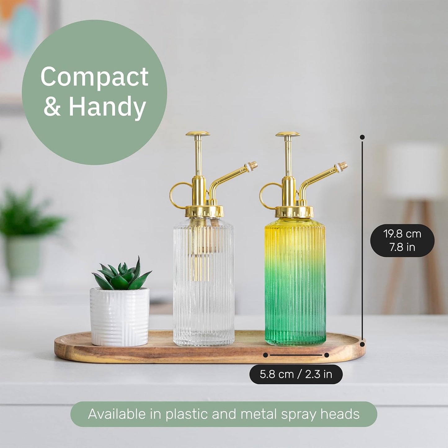 Glass Plant Mister for inside, Mister for Plants, Plant Sprayer Mister, Decorative Plant Mister Spray Bottle with Adjustable Nozzle for indoor plants (230ml/ 7.8oz) - Clear