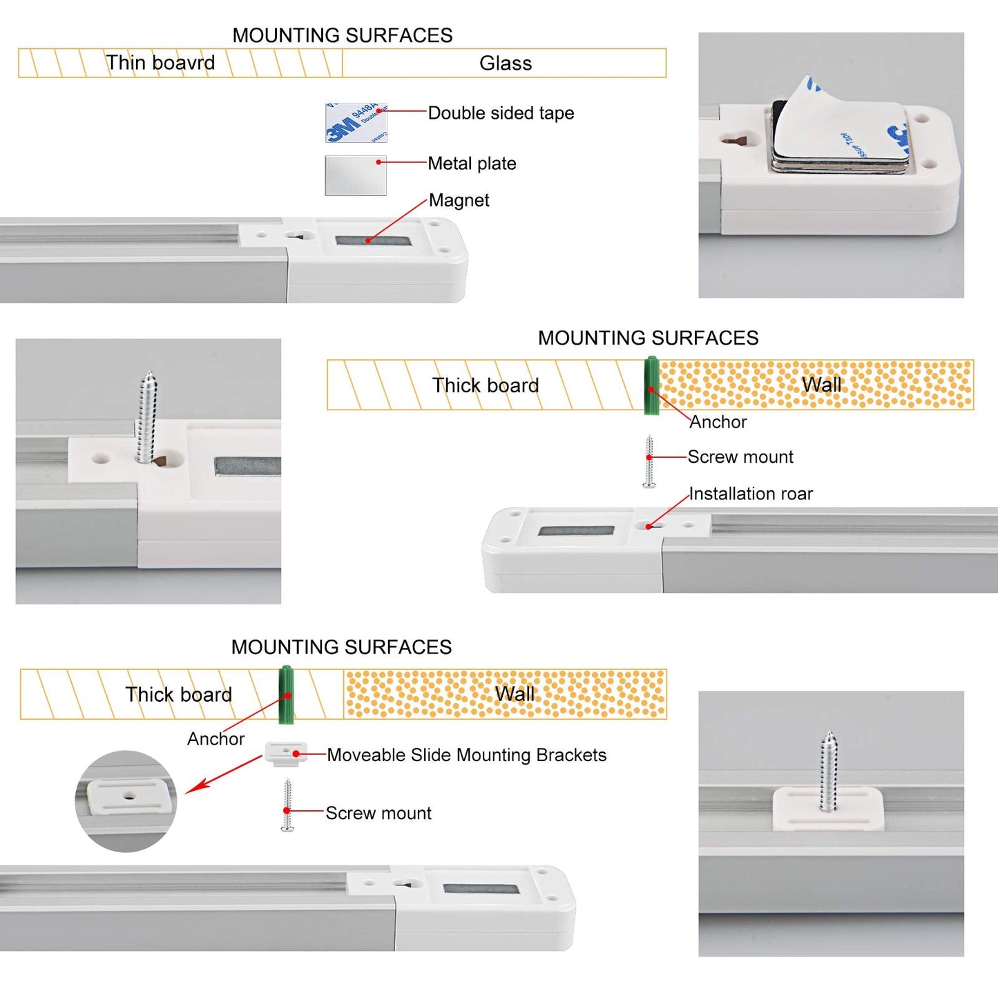 Luxsway Led Rgb Strip Light, 18 Inch Color Changing Under Cabinet Lighting, Remote Control, Plastic, Model Dy103Ir-12C