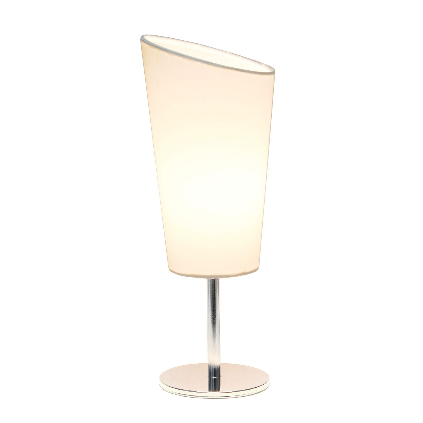 Simple Designs Lt2061-Wht Mini Table Lamp, Chrome Base, Fabric Shade, 12.6H, White