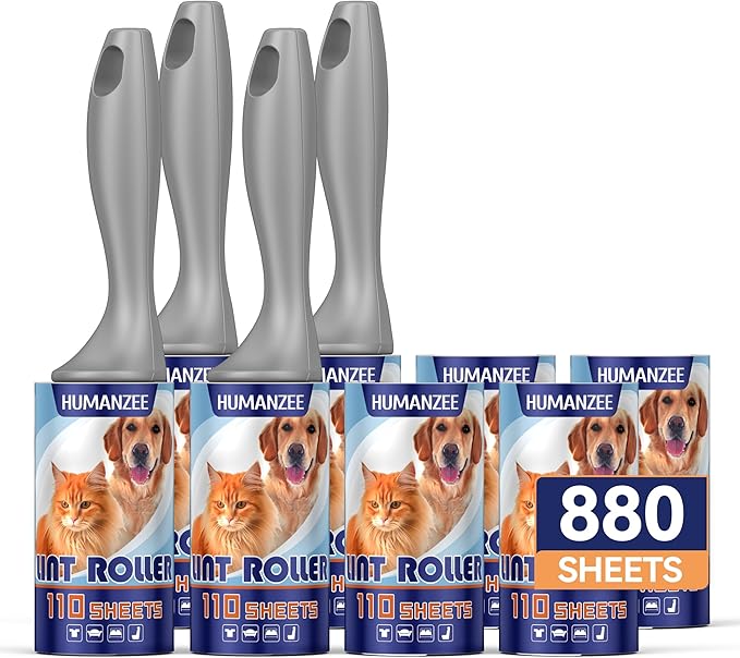 Lint Rollers for Pet Hair Extra Sticky, 880 Sheets Mega Value Set with Reinforced 4 Handles and Tough Paper, Lint Roller f...