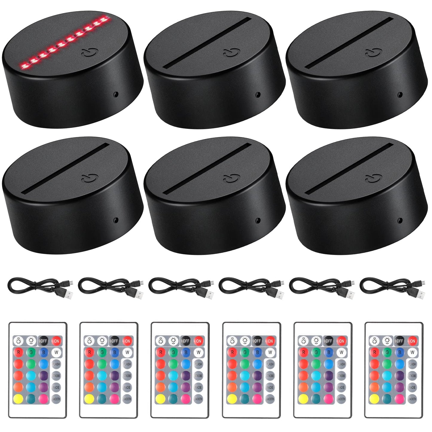 Honoson 3D Night LED Light Lamp Base, 16 Colors, Remote Control, USB, Large, Black, Model 883c8ebb-af26-4a28-8e9