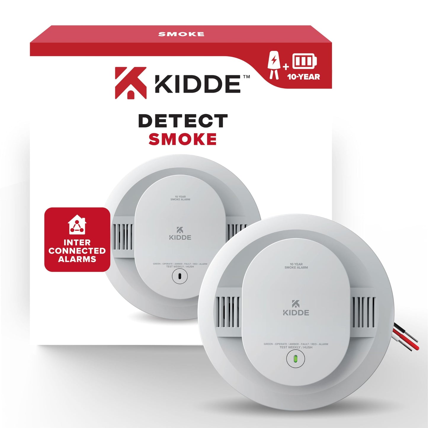 Kidde Hardwired Smoke & Carbon Monoxide Detector with 10-Year Battery Backup Bundle with Kidde Hardwired Smoke Detector with 10-Year Battery Backup
