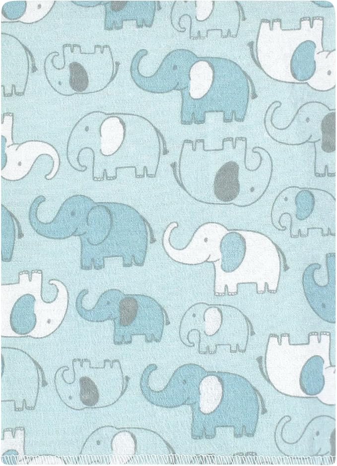 Luvable Friends Hudson Baby Flannel Burp Cloths 12pk, Blue Elephant Journey