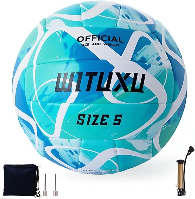 WITUXU Official Size 5 Volleyball, Soft Touch Waterproof PU Leather Cover & Reinforced Rubber Bladder - for Indoor, Outdoo...