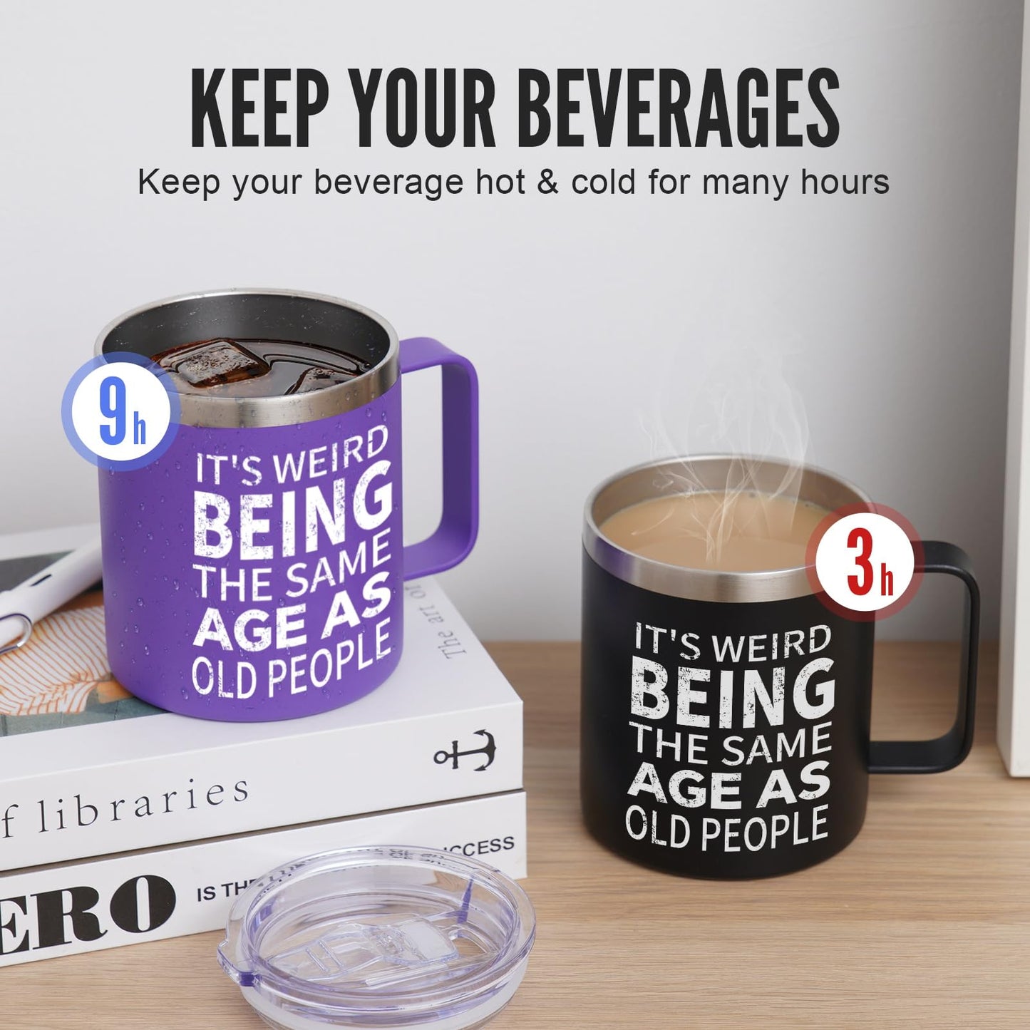 NOWWISH Birthday Gifts for Women, It's Weird Being The Same Age As Old People Mug, Funny Gifts for Women, Mom, Wife, Grandma, Best Friend (14oz, Purple)