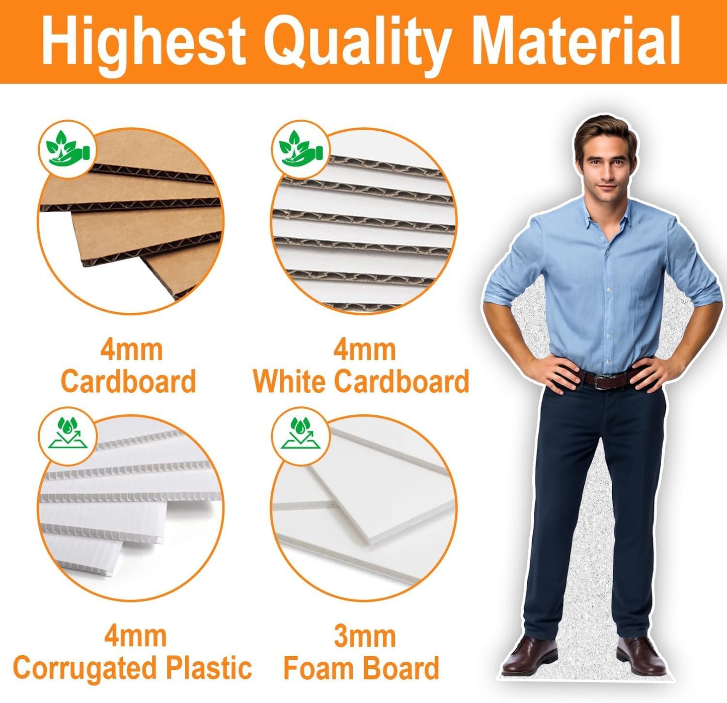 Custom Life-Size Cardboard Cutout | Personalized Photo Standup Cardboard Cutout with High Resolution | Perfect for Party, Birthday, Wedding, Graduation, or Sports Events Decor (White Cardboard - 1 ft)