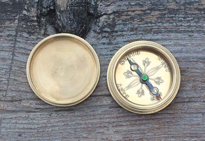 Solid Brass Compass with Leather Case – Engraved “I Would Be Lost Without You” Quote – Romantic Gift for Husband, Wife, Boyfriend, Girlfriend, Anniversary, Valentine’s Day, Travel Keepsake