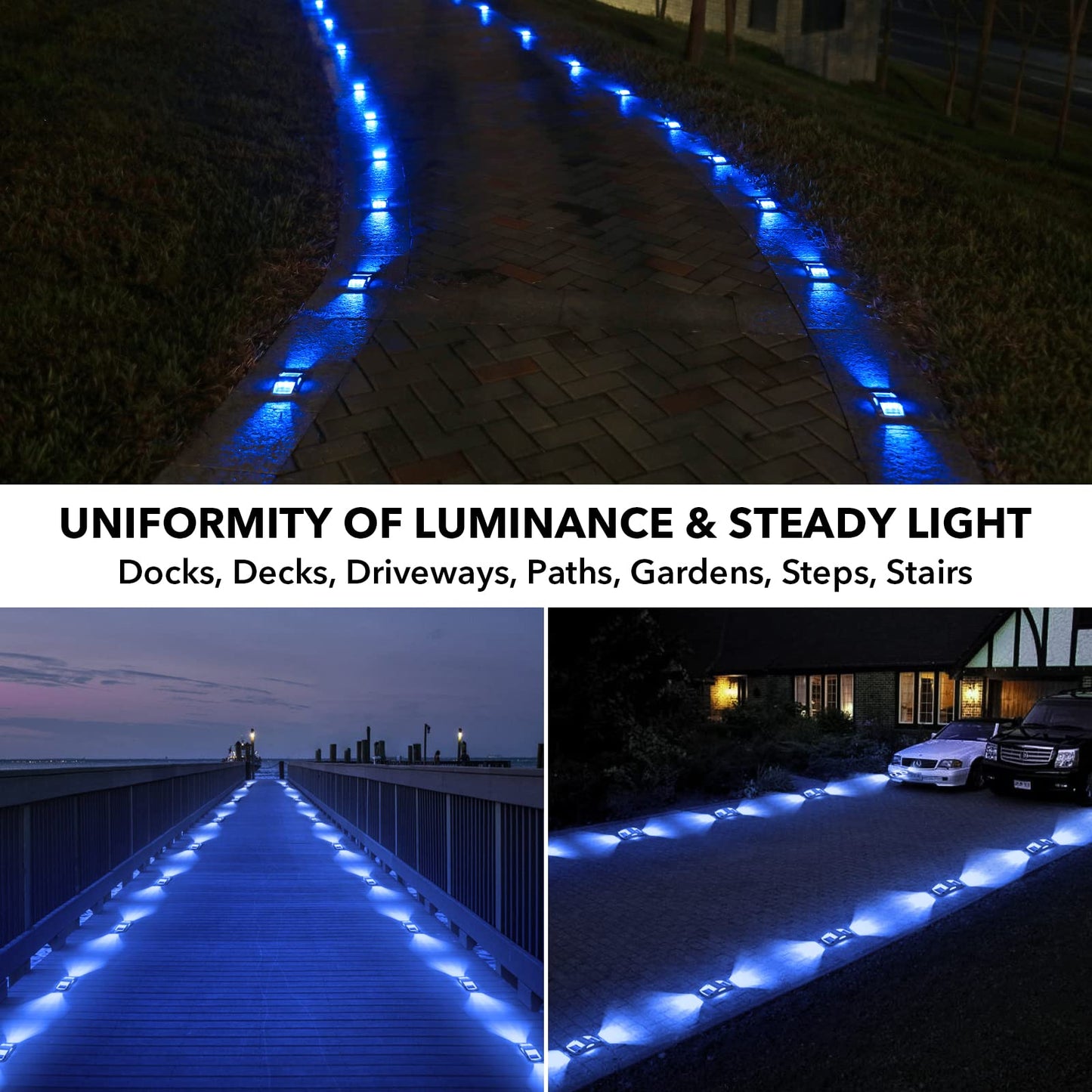 AGPTEK Solar Driveway Lights, 20 Pack, Waterproof LED Markers for Pathway, Blue Light, Model APOLD2