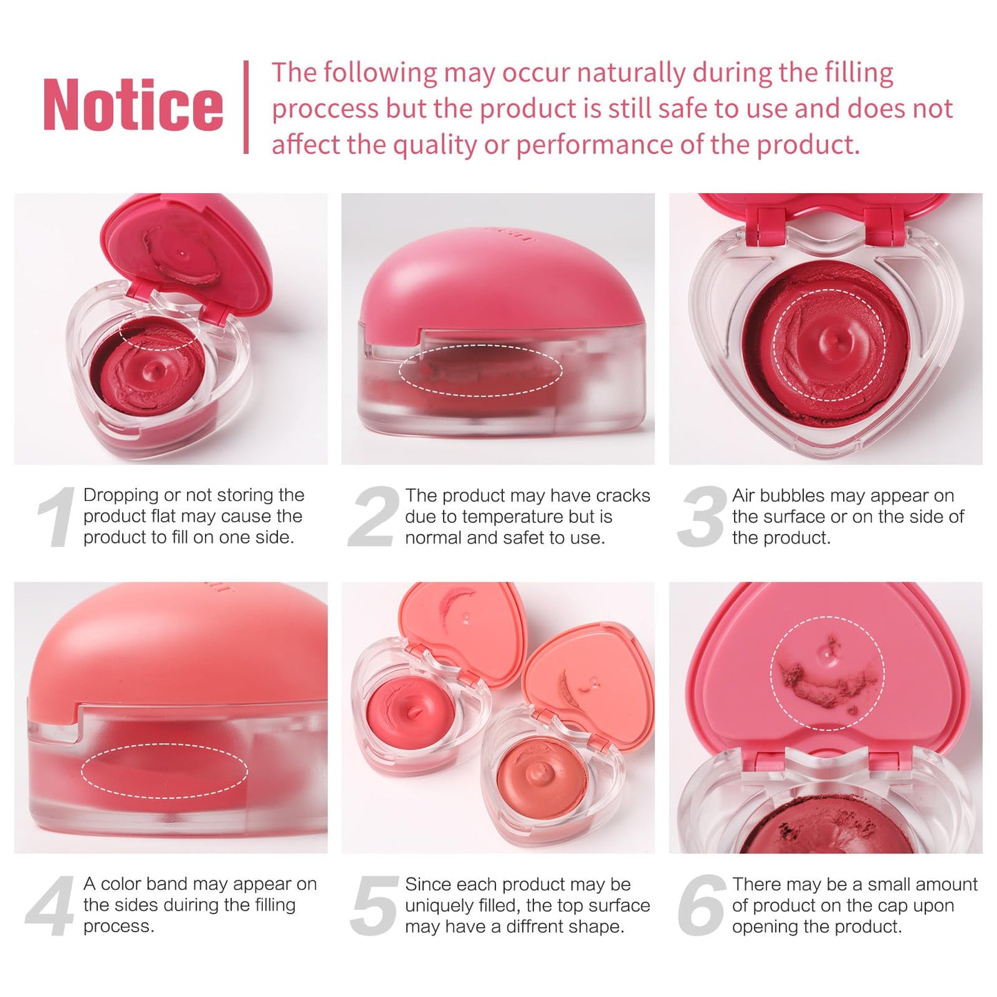 Heart-Shaped Cream Blush for Cheeks & Lips - 2-in-1 Tinted Lip and Cheek Balm Kit with Mini Brush - Blendable Dewy Blusher Face