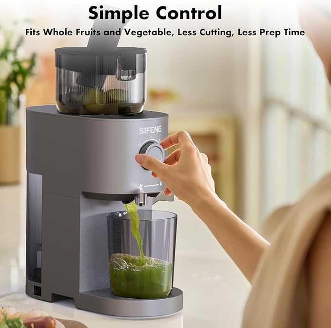 Slow Masticating Juicer Machine - 5.2" Feed Chute Cold Press Juicer, Easy Clean, High Juice Yield