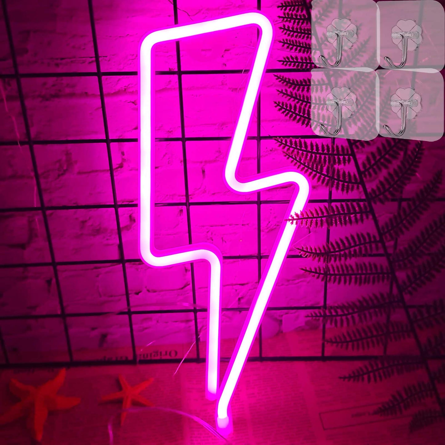 Vifulin Pink Neon Sign - Usb/Battery Powered Teen Room Decor, 4 Hooks, Crystal & Acrylic, Model Qdjznhd.G001P
