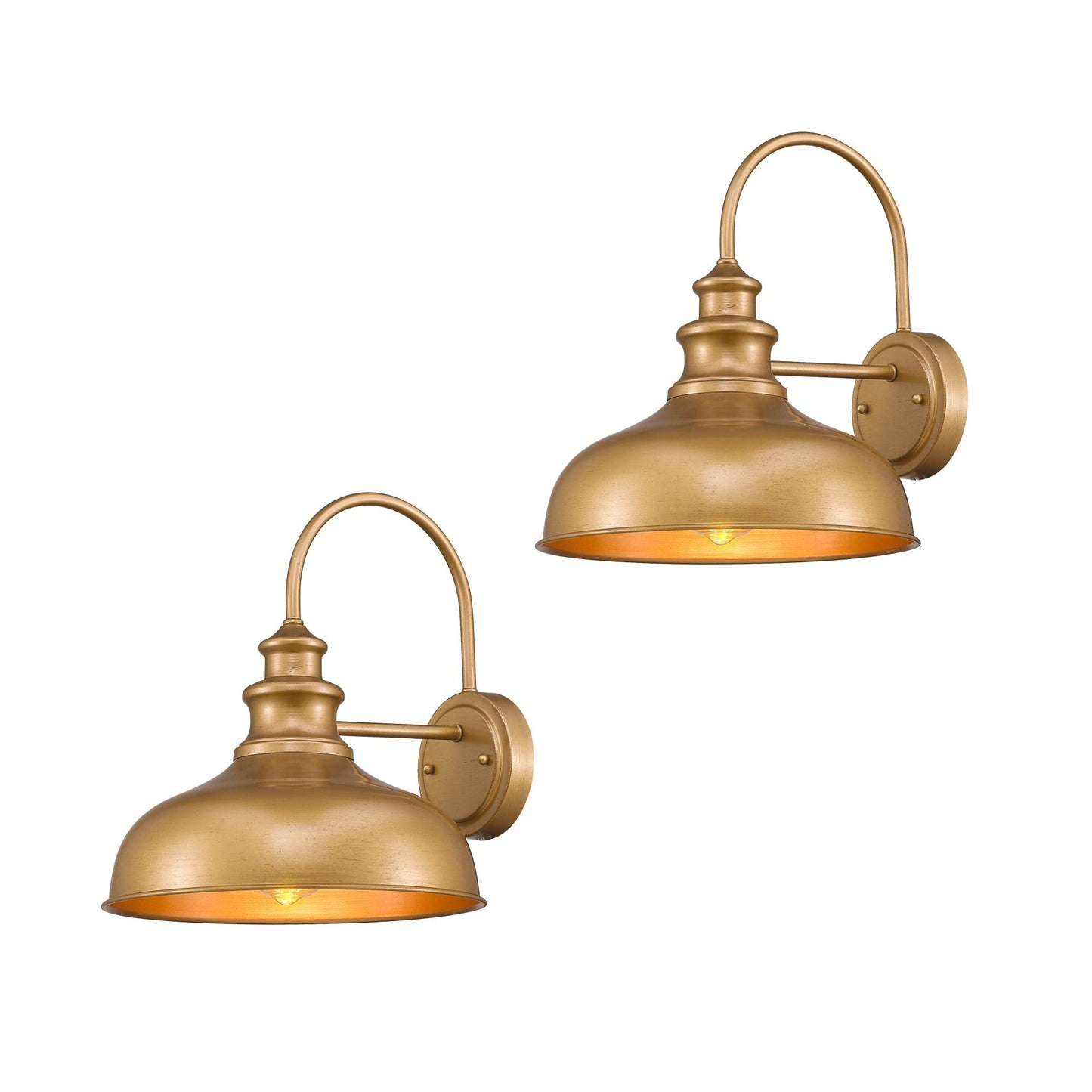 Zeyu Industrial Gooseneck Wall Light - 2 Pack, 11 Antique Gold Metal Fixture, Model Mi-Te-I449