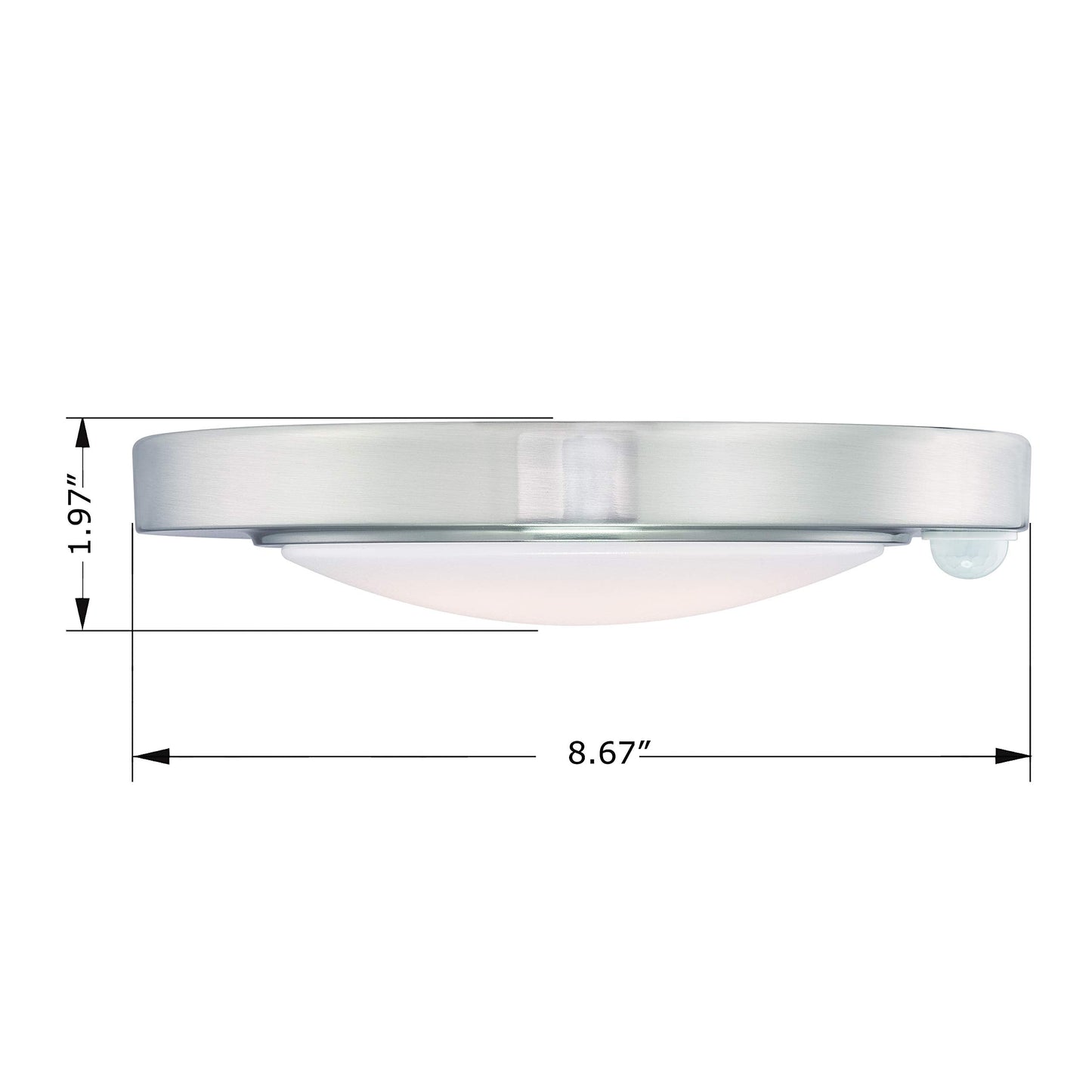 Gruenlich Led Motion Sensor Flush Mount Ceiling Lighting Fixture  8.7 Inch 11.5W 890 Lumen  Metal Housing  Etl Rated  2-Pack  Nickel Finish-5000K