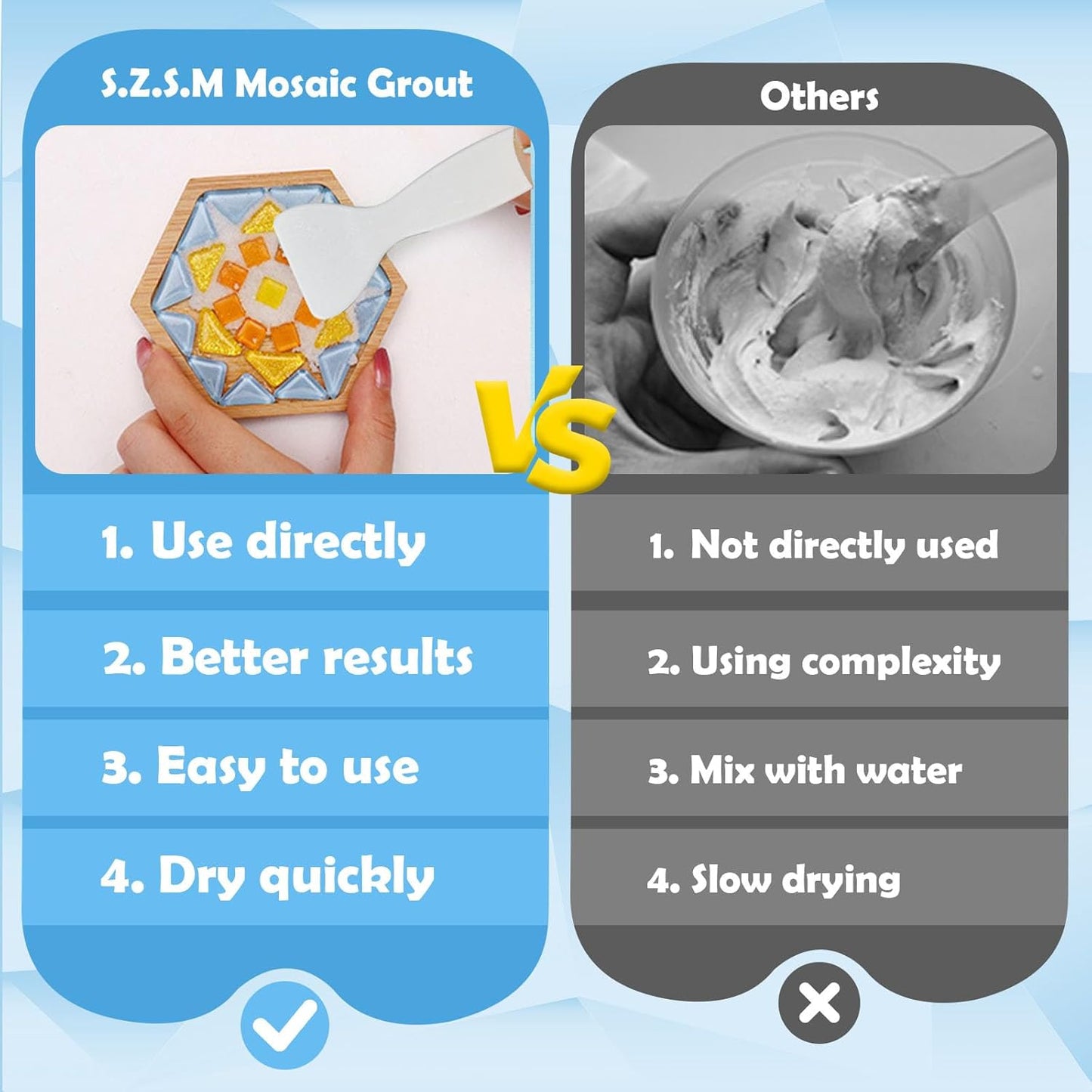 Mosaic Grout for Crafts, Sparkling Colorful Crystal Sealant is Specially Designed for Use in Mosaic Kits for Adult to Decorate Tessellated Coasters, Table Tops, Walls and Vases, Blue, 5 oz