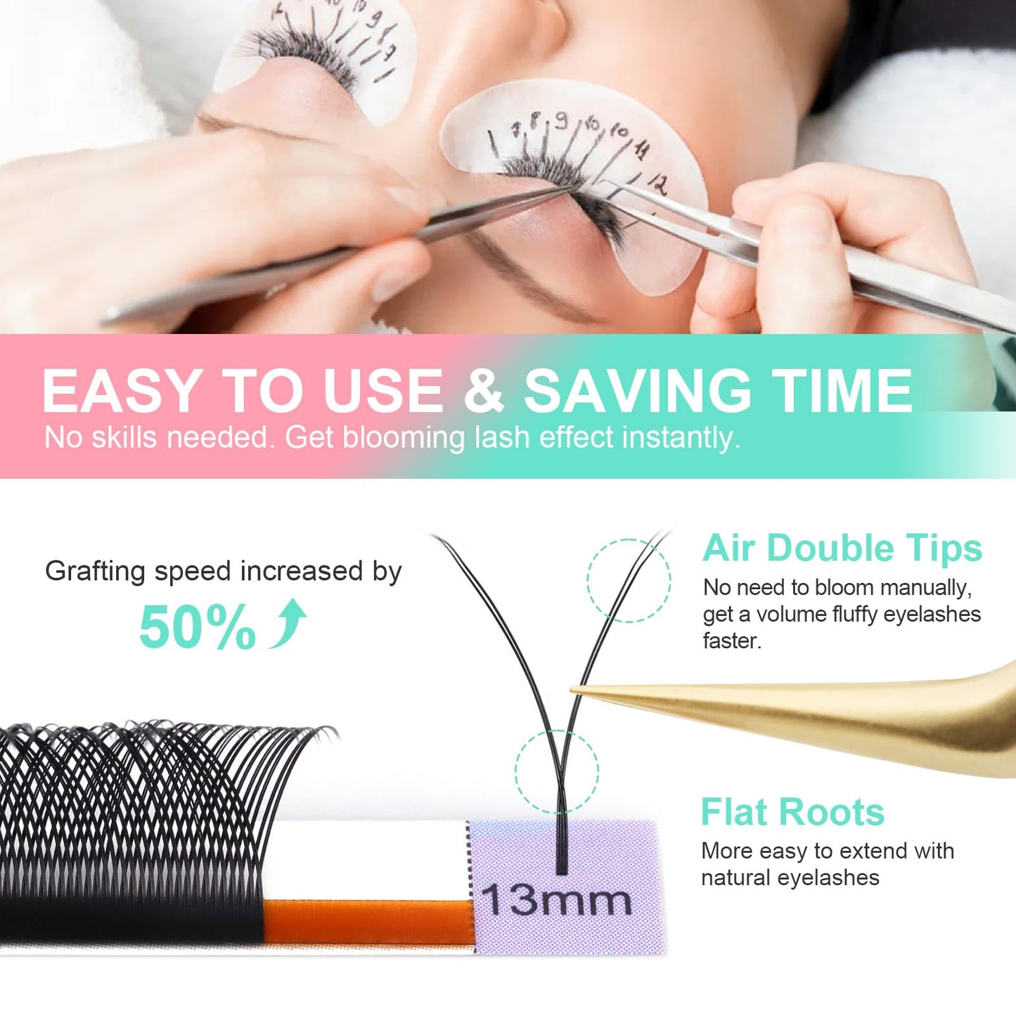 NAGARAKU Flying YY Eyelash Extensions Supplies y lash 0.07mm D curl 9mm Premade Fans 4D Russian Volume Y Shape Faux Mink Matte 1