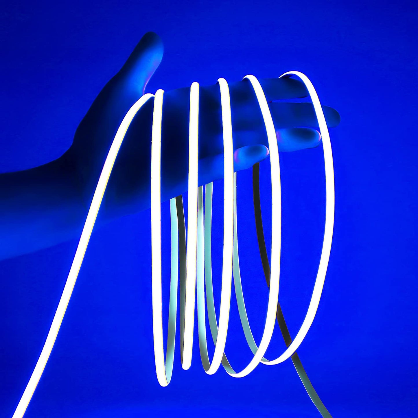 Maligaza Cob Led Strip Light, 5Mm Ultra Thin, 24V, Blue, High Cri, 16.4Ft Flexible Tape For Indoor & Car Decor