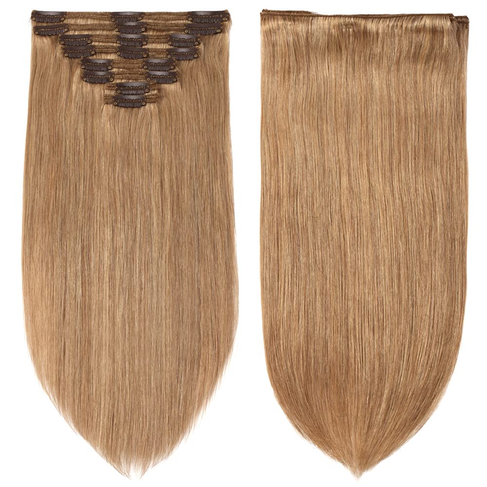 MY-LADY #27 Dark Blonde Double Weft Clip in 100% Remy Human Hair Extensions 14''-22'' Grade 7A Quality Full Head Thick Thickened