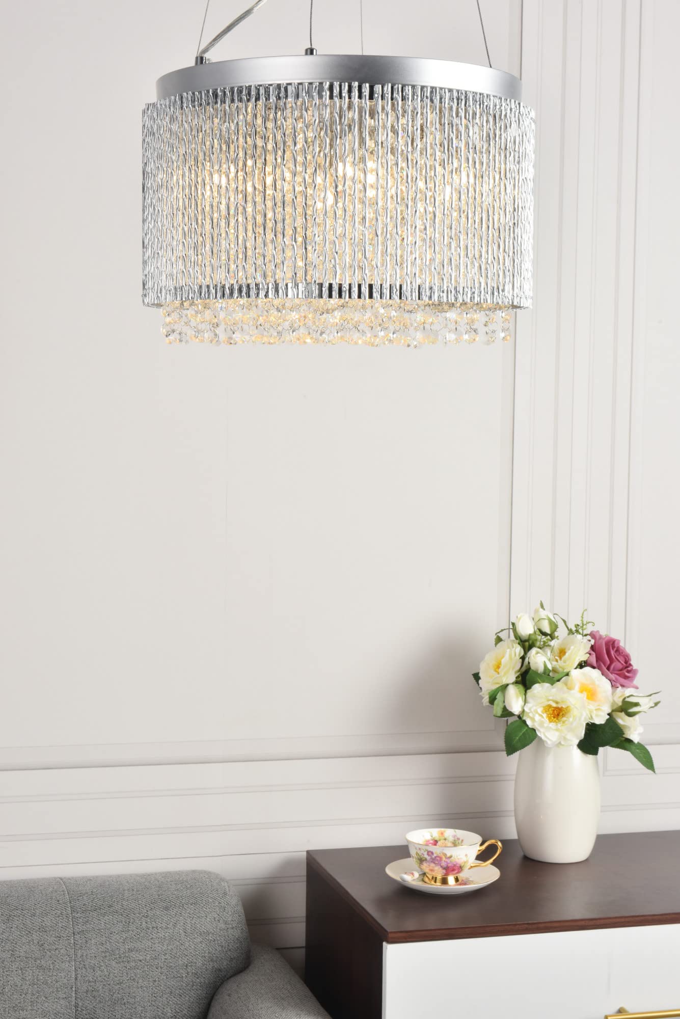 Elegant Lighting Influx Ten Light Pendant - Silver, Model V2092D16C/Rc