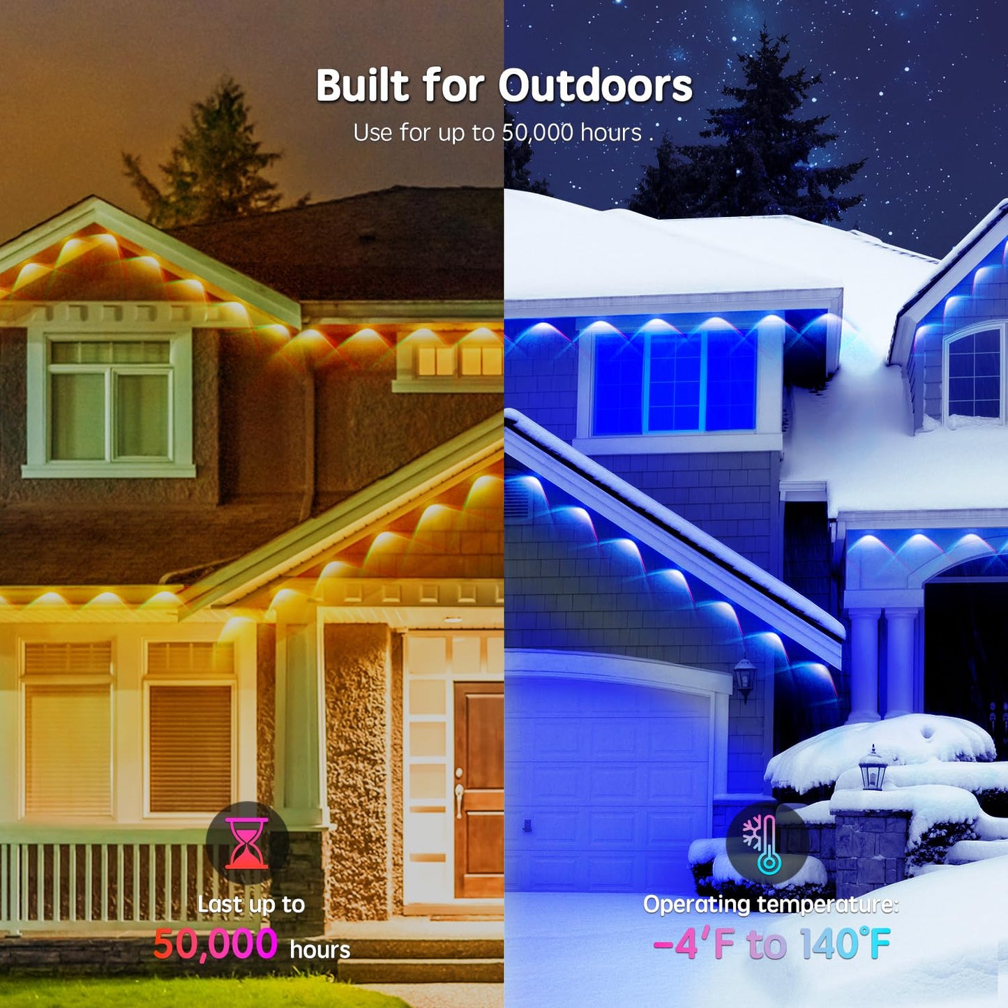 Vrribonx RGB Outdoor LED Lights 100FT Waterproof Smart Eaves Lights with App/Remote Control for Holiday Decor