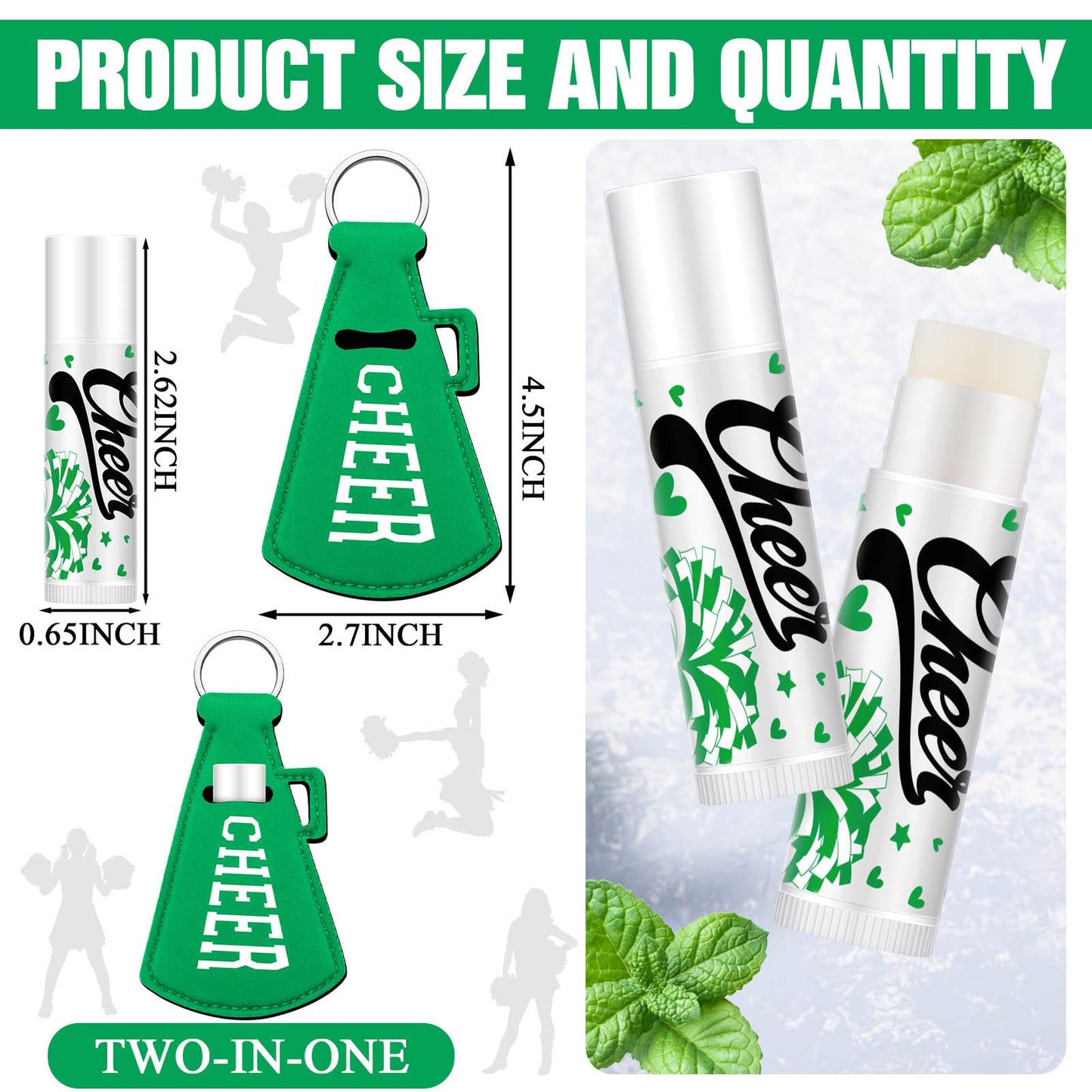 Swiffen 36 Pcs Cheerleading Gifts Bulk Cheer Team Gifts Lip Balm and Lipstick Holder Keychains Set Cheerleading Party Favors for