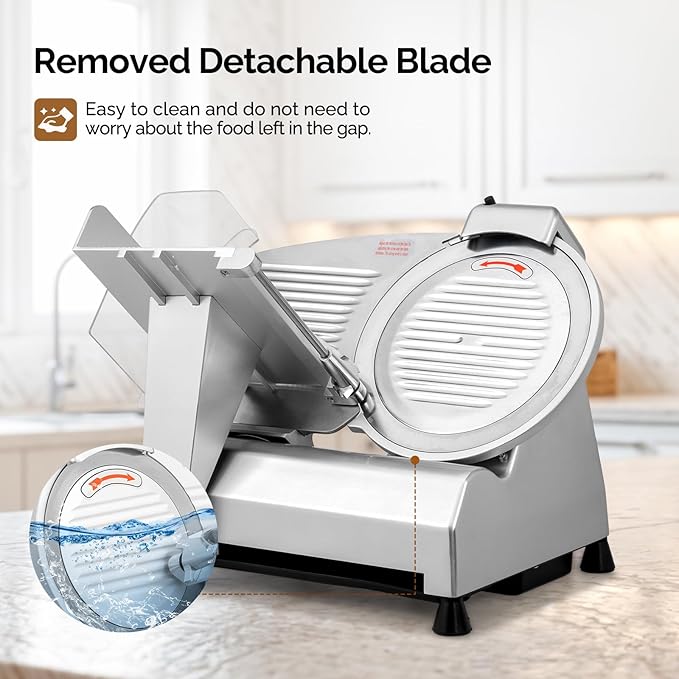 ROVSUN 12 inch Commercial Meat Slicer, 270W Electric Meat Slicer Machine, Frozen Meat Deli Cheese Food Slicer with Adjustable Thickness(0-18mm), Upgraded Carbon Steel Blade for Home and Commercial