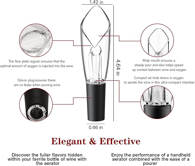 2-Pack Wine Aerator & Pourer - Improves Taste & Aroma, Premium Aerating Pourer & Decanter Spout, No Drip, Gifts for Wine Lovers