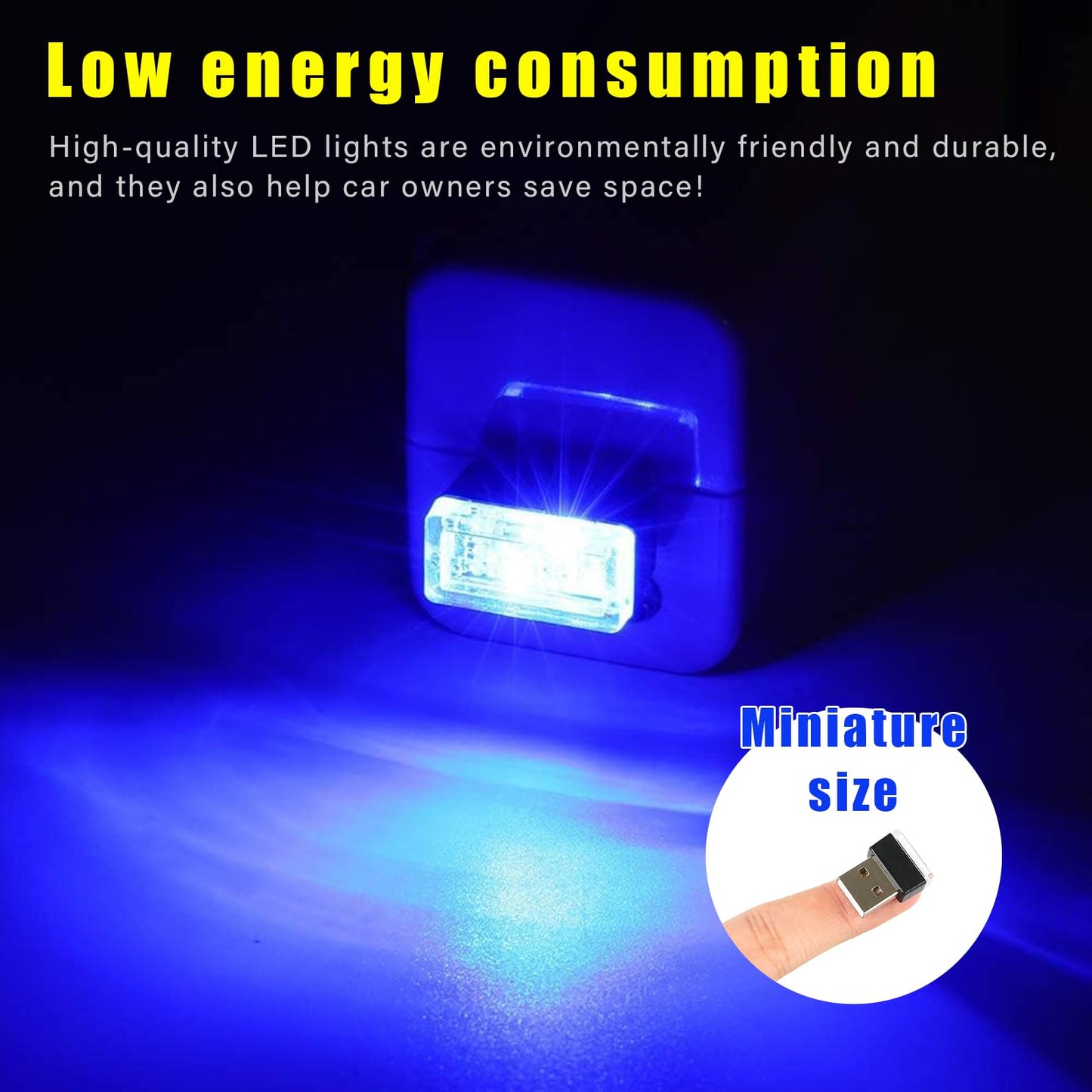Augeny Usb Led Car Interior Atmosphere Lamp, Portable Ambient Lighting Kit, Blue, Universal Fit For Most Vehicles