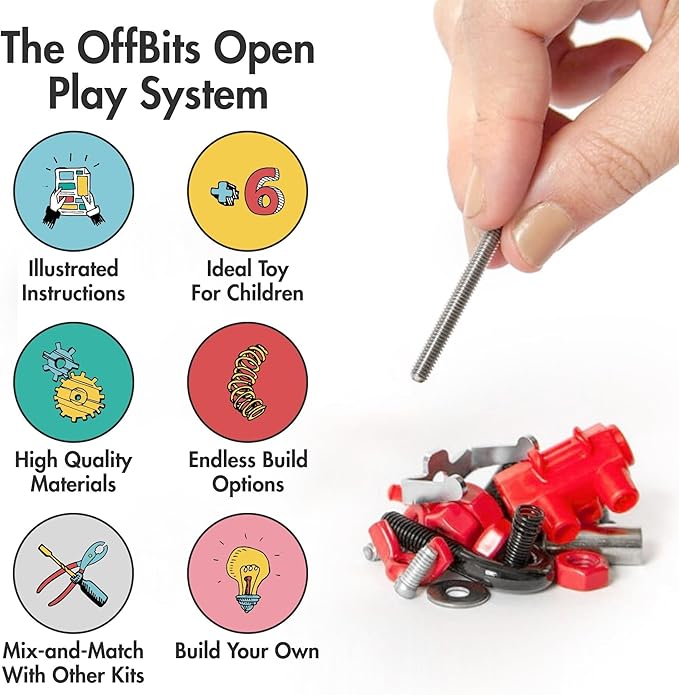 The Off Bits Erector Set: Animal Mini STEM Toys for Kids 6+, Toy Building Sets with Nuts & Bolts, STEM Building Toys Gifts for Boys and Girls (Red Spider)