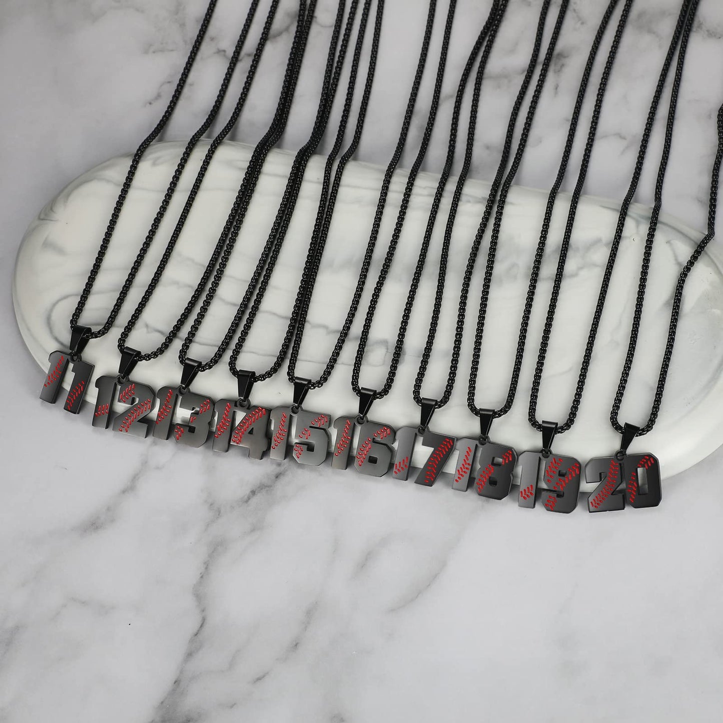 AIAINAGI Number Necklace for Men 00-99 Athletes Jersey Baseball Charm Pendant - Stainless Steel Chain Personalized Gift (01)