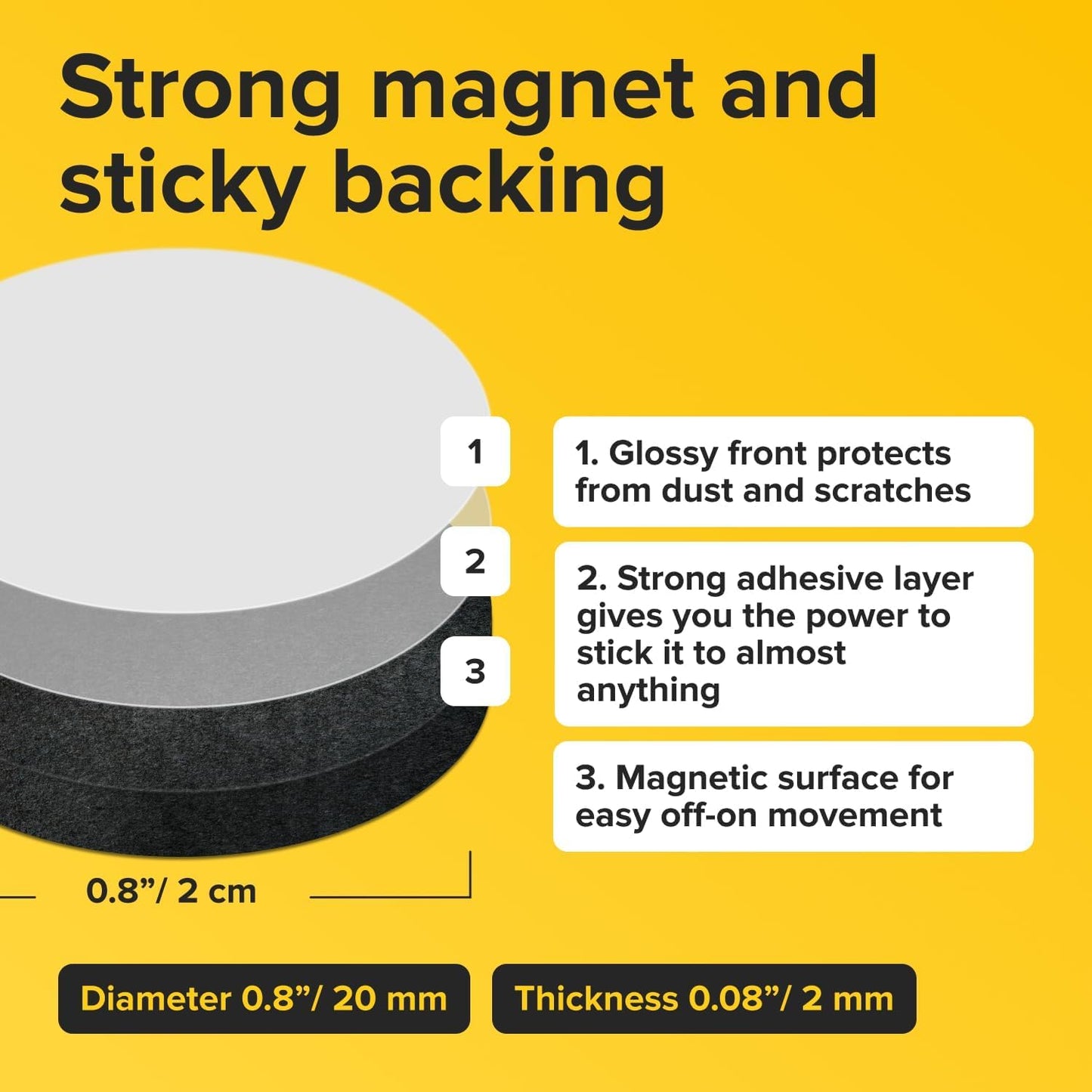 Peel-&-Stick Flexible Adhesive Magnets - 320 Magnetic Dots for Office Supplies, Whiteboard, Crafts, Fridge, & School Projects