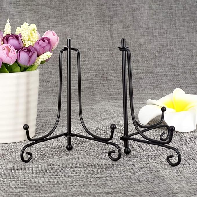 LIONWEI LIONWELI 4 Inch Black Iron Plate Stand Holder Easel Display Stand for Plate?Picture?Photo and More,4 pcs.