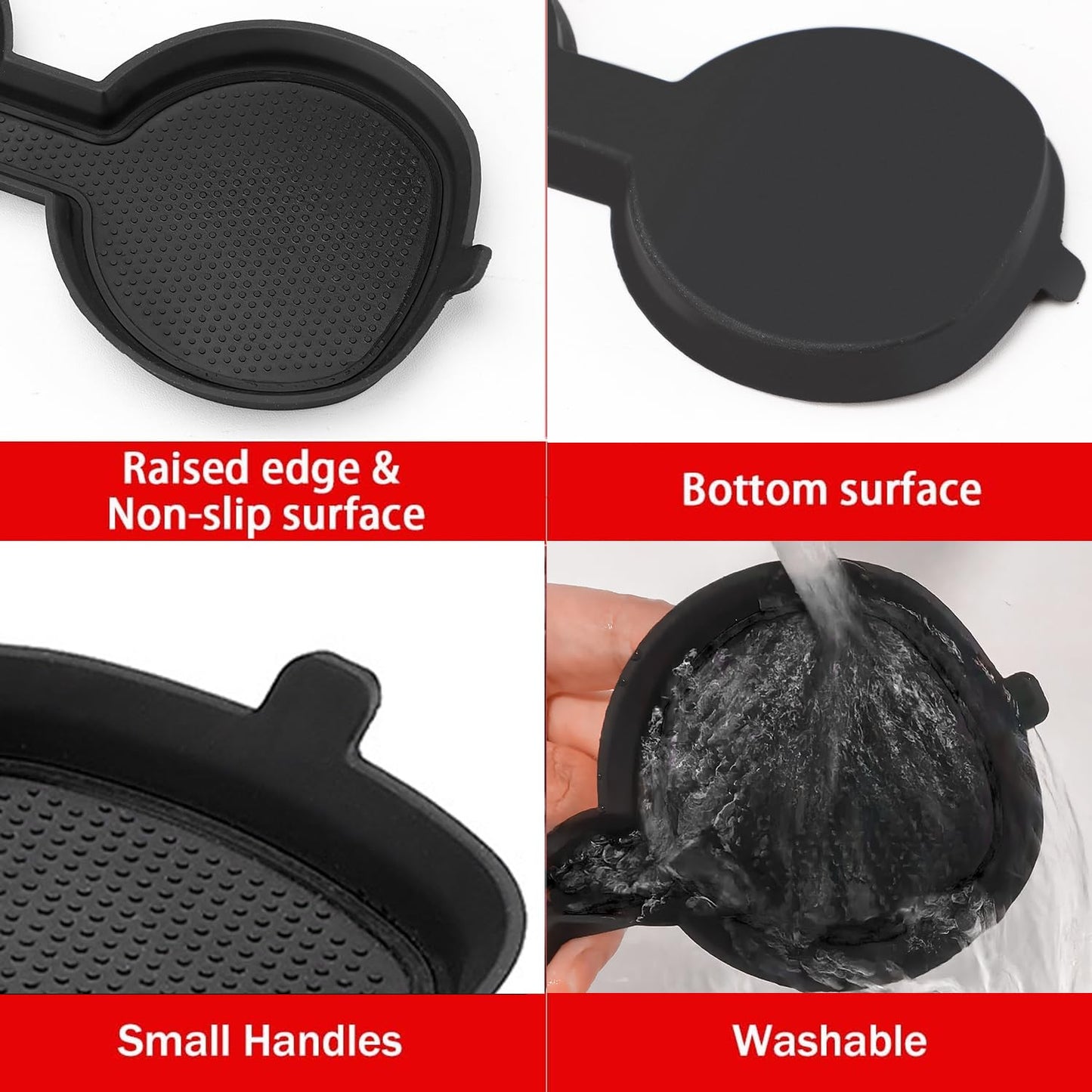 Auovo 3D Cup Holder Inserts for Toyota RAV4 Accessories 2025 2024 2023 2022 2021 2020 2019 Silicone Center Console Cup Holder Coaster Liner Mat Pad Interior Trims (Black, 2pcs kit)