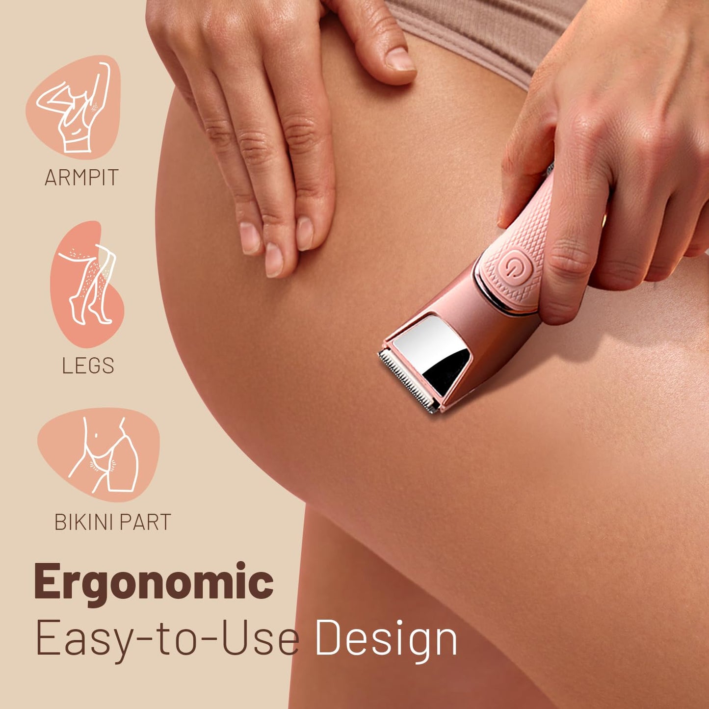 LGTGH Bikini Trimmer for Women: Pubic Hair Razor with Mirror & LED Light, Electric Shaver with Ceramic Blades & Travel Lock - Bo