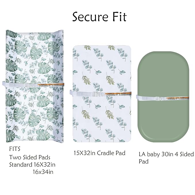 AMROSE 3 Pack Easy Care Changing Pad Covers, Ultra Soft Microfiber Diaper Change Table Sheets for Baby Boys and Girls, Leaf Collection