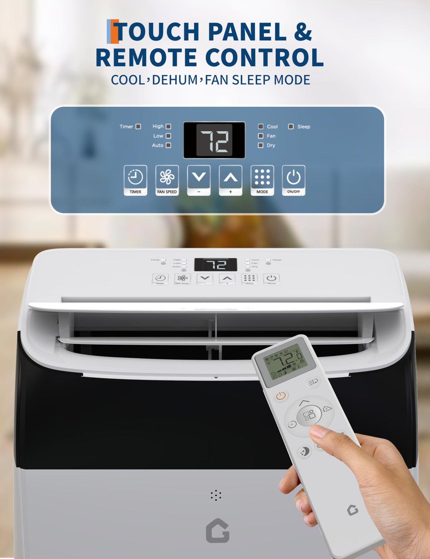 Air Conditioner Portable 12,000 Btu, Fast Cools 550 Sq.Ft., 3 In 1 Room Standing Air Conditioners With Remote Control & Led Disp