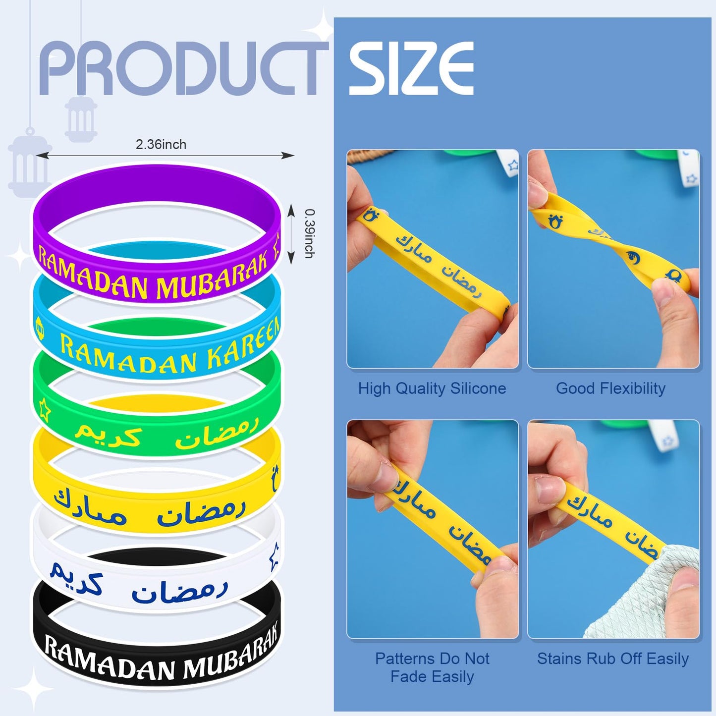 Landical Eid Al Adha Silicone Bracelets Mubarak Kareem Motivational Rubber Wristbands Colored Silicone Bracelets Muslim Gifts Ra
