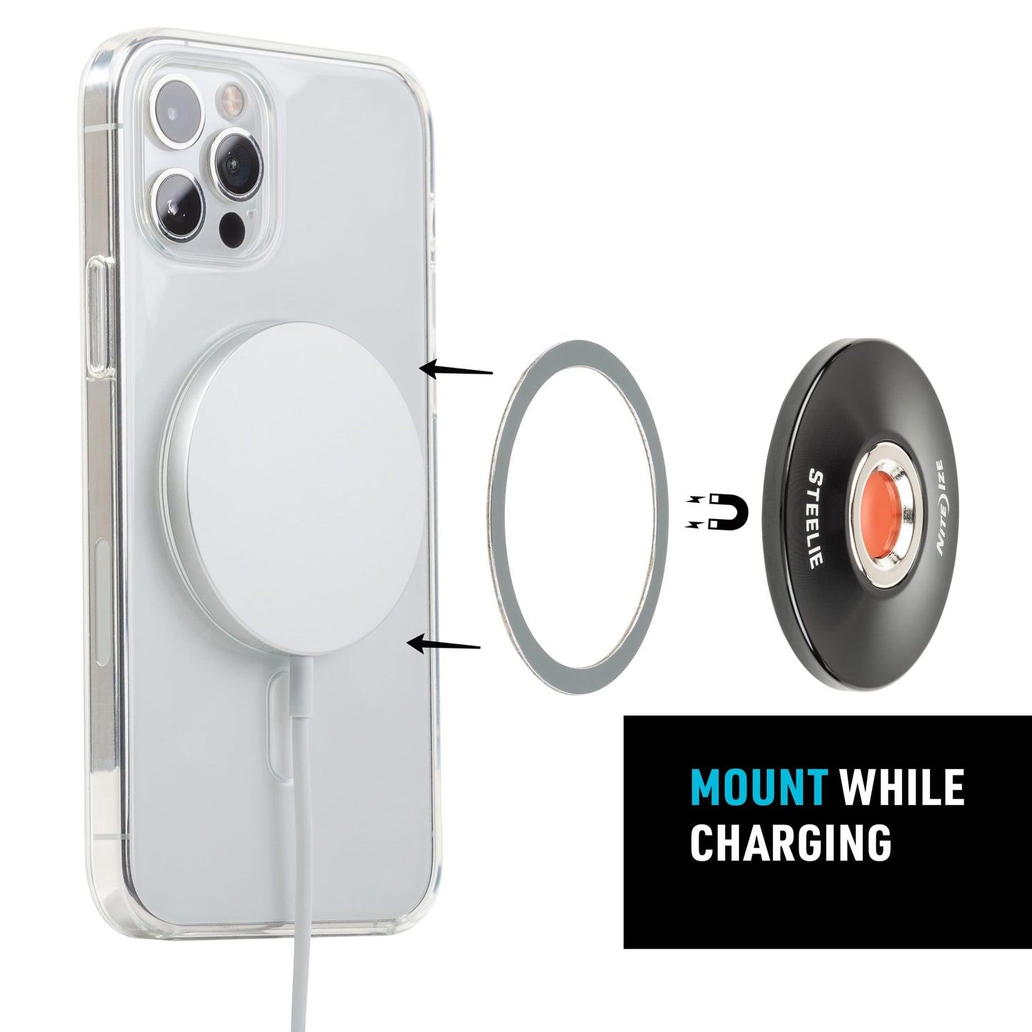 Nite Ize Steelie Orbiter Plus Magnetic Socket And Metal Ring - Car Dashboard With Magnetic Mount - Sturdy Dashboard Mount For Ce