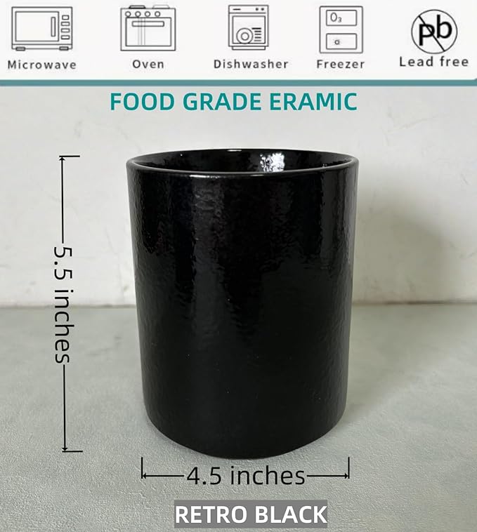 Short Kitchen Utensil Holder for Kitchen Counter Cooking Utensil Holder for Countertop Spatula Holder Small Utensil Crock Cutlery Holder Silverware Caddy Flower Vase (Retro Black)