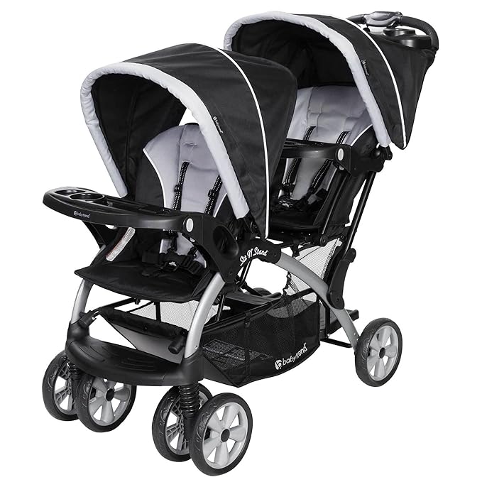 Baby Trend Infant and Toddler Double Stroller & Car Seat Combo, 2 Pc Set, Stormy - Portable and Lightweight Stroller Duo and Car Seat Travel System Tandem