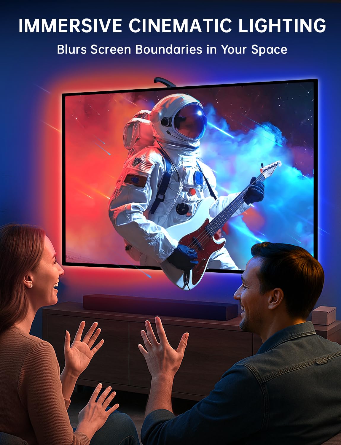 Qtu Tv Led Backlight Sync To Screen - 11.5Ft Led Lights For 32-50 Inch Tvs & Pc Monitors  Smart App Control Tv Lights That Change With Tv  Usb-C Powered Rgb Strip Lighting