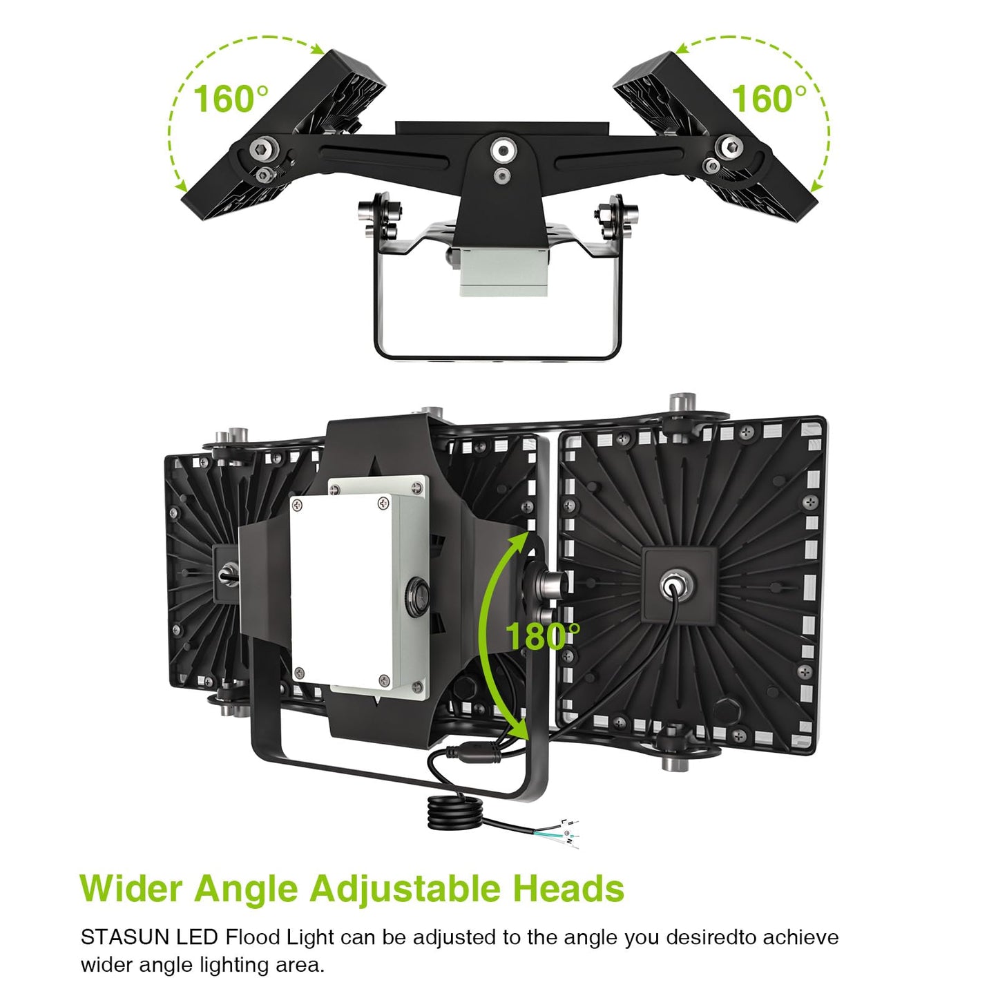 STASUN 150W Dusk to Dawn LED Flood Light, 15000lm, IP66 Waterproof, Black, Model 21031