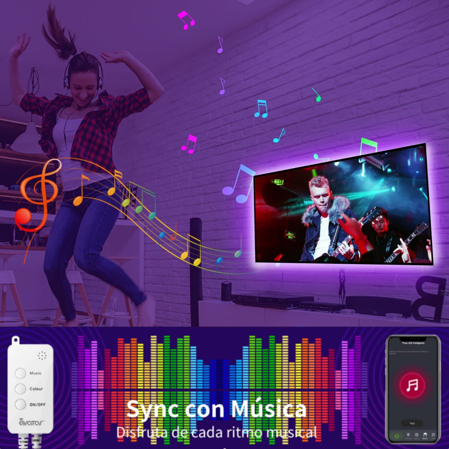 Avatar Controls Smart Tv Led Backlights, 9.8Ft Wifi Rgb Strip Lights, Alexa & Google Assistant Compatible, For 46-60 Inch Tvs