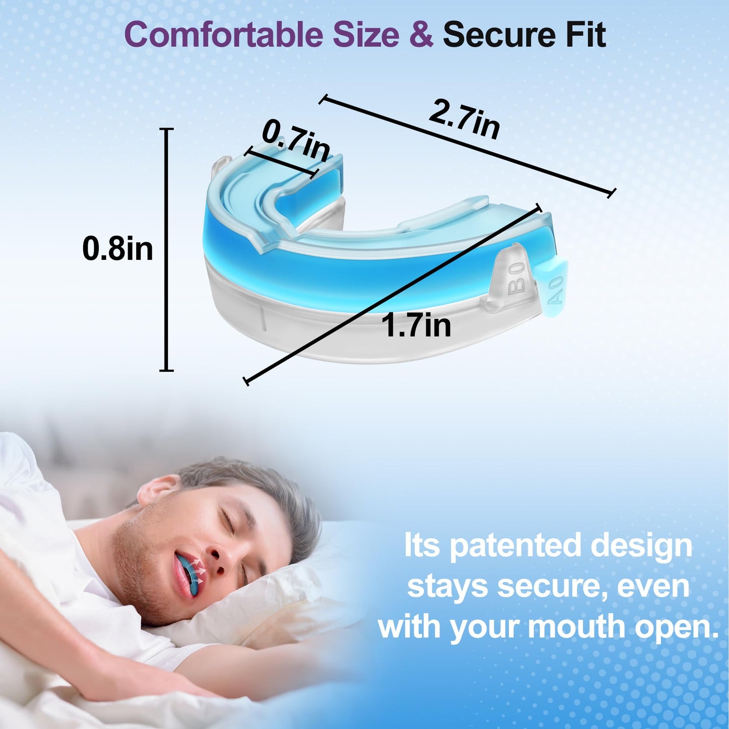 Willnice Anti Snoring Mouth Guard for Sleeping, Mandibular Advancement Device, Snoring Solution for Men and Women, Reusable & Adjustable Mouthpiece for Quiet Nights, Home & Travel Use, Blue (L08)