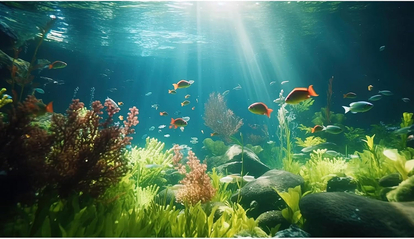 Fish Tank Background Underwater Aquarium Background Under The Sea Aquatic Plants Fish Tank Backgrounds Ocean Floor Rock Terrarium Wallpaper Tropical Fish Aquarium Reptile Tank Backgrounds 24x12in